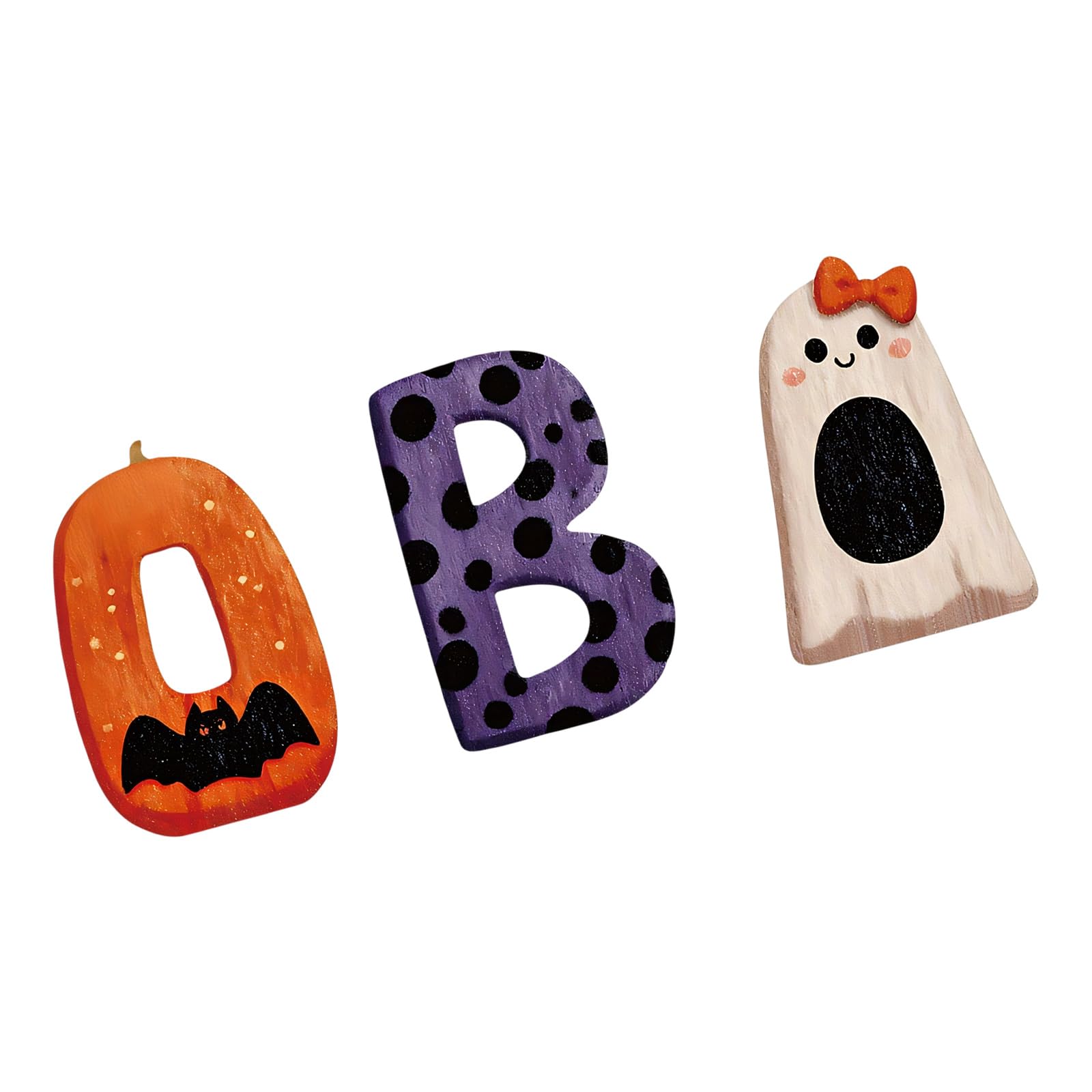 Pangboer Multicolor Halloween Party Table Decoration Wooden Letter Sign With Pumpkin Artwork, Standalone Accent For Indoor Shelf Entryway Seasonal Styling Wooden Block Signs Pumpkin Centerpieces Halloween Shelf Sign Boo