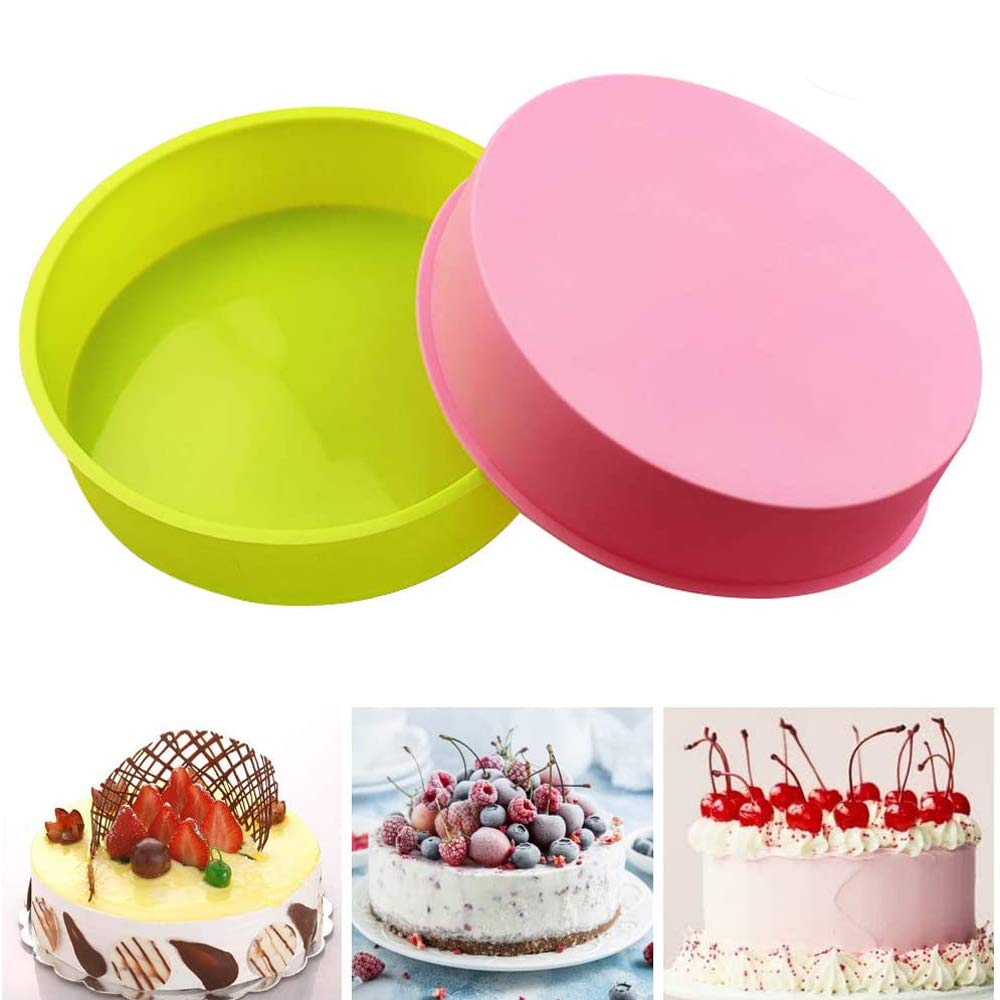 Buy 2pcs Silicone Cake Molds 8 Inch Round Cake Tins Non Stick Baking