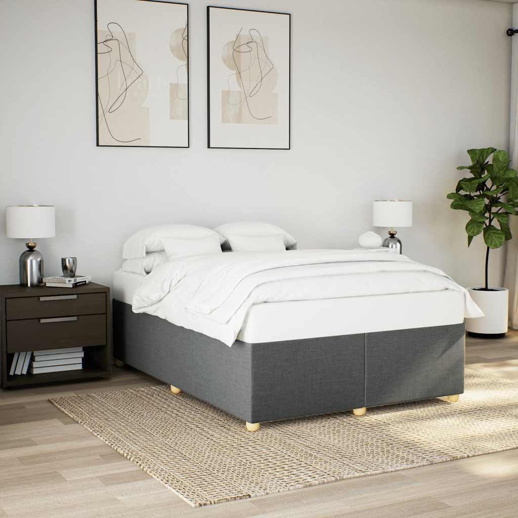 Dark Grey Bed Frame Queen Size Platform Foundation with Slatted Durable Sturdy Frame Easy Assembly No Box Spring Needed Modern Minimalist Bedroom Furniture Mattress Support