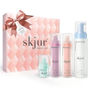 Skjur Anti-Ageing Face Care Set Women for Sensitive Skin - Gifts for Women - 4 Cosmetic Products with Ectoin & Glycoin - Face Care Gift Set - Beauty Set - Vegan Skincare