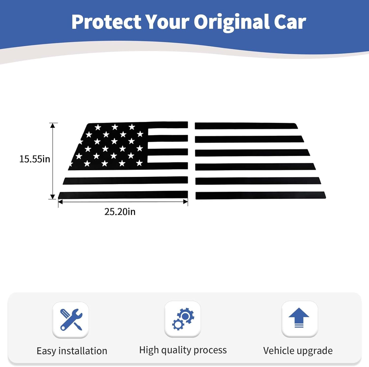 RT-TCZ for Silverado Rear Window Decal Trim Sticker for Chevy Silverado 2019 2020 2021 2022 Up Black American Flag Exterior Accessories 2pcs