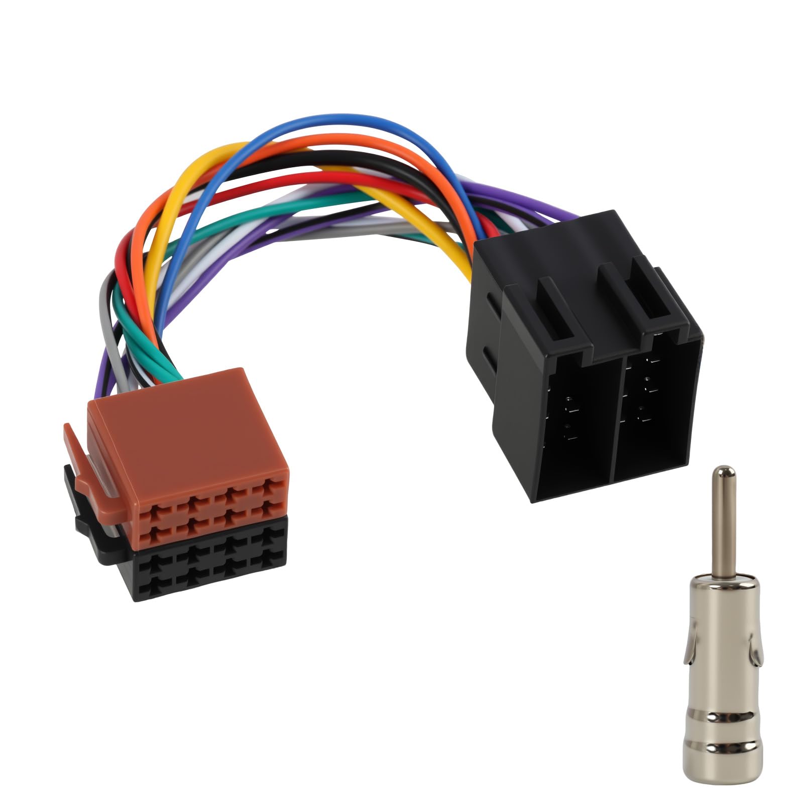 Zestaw adapterów do radia samochodowego, 16 pinów, wtyczka ISO na gniazdo, adapter antenowy DIN/ISO z zaciskiem wtykowym 15 i 30, przedłużacz radia do radia samochodowego, wiązki kabli, adapter do