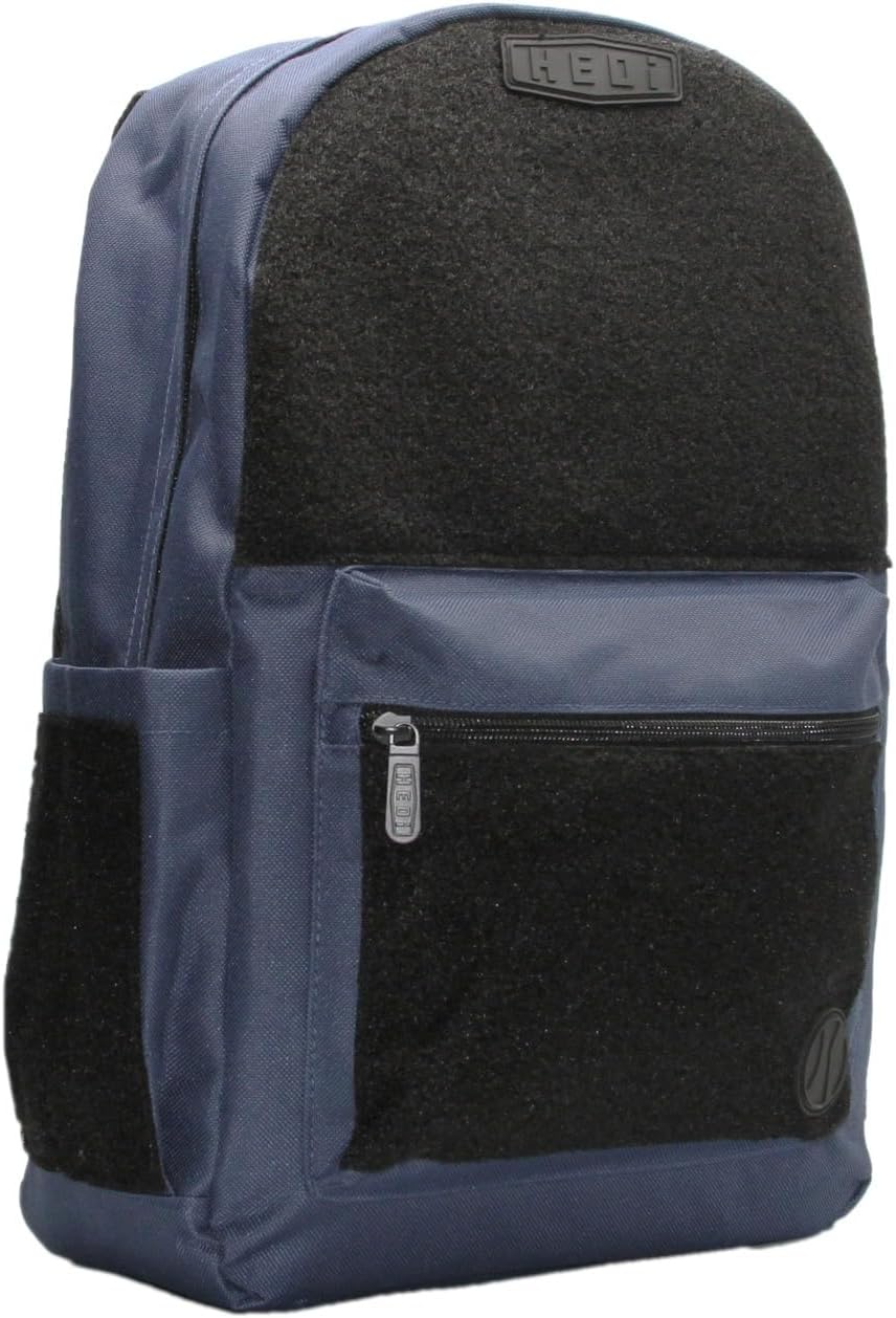 HEDiGEAR Base Backpack (Navy) – Medium 17L Backpack with Hook & Loop Panels for Patches, Multiple Storage and Media Pocket w/ Headphone Port for Hiking, Work & Travel