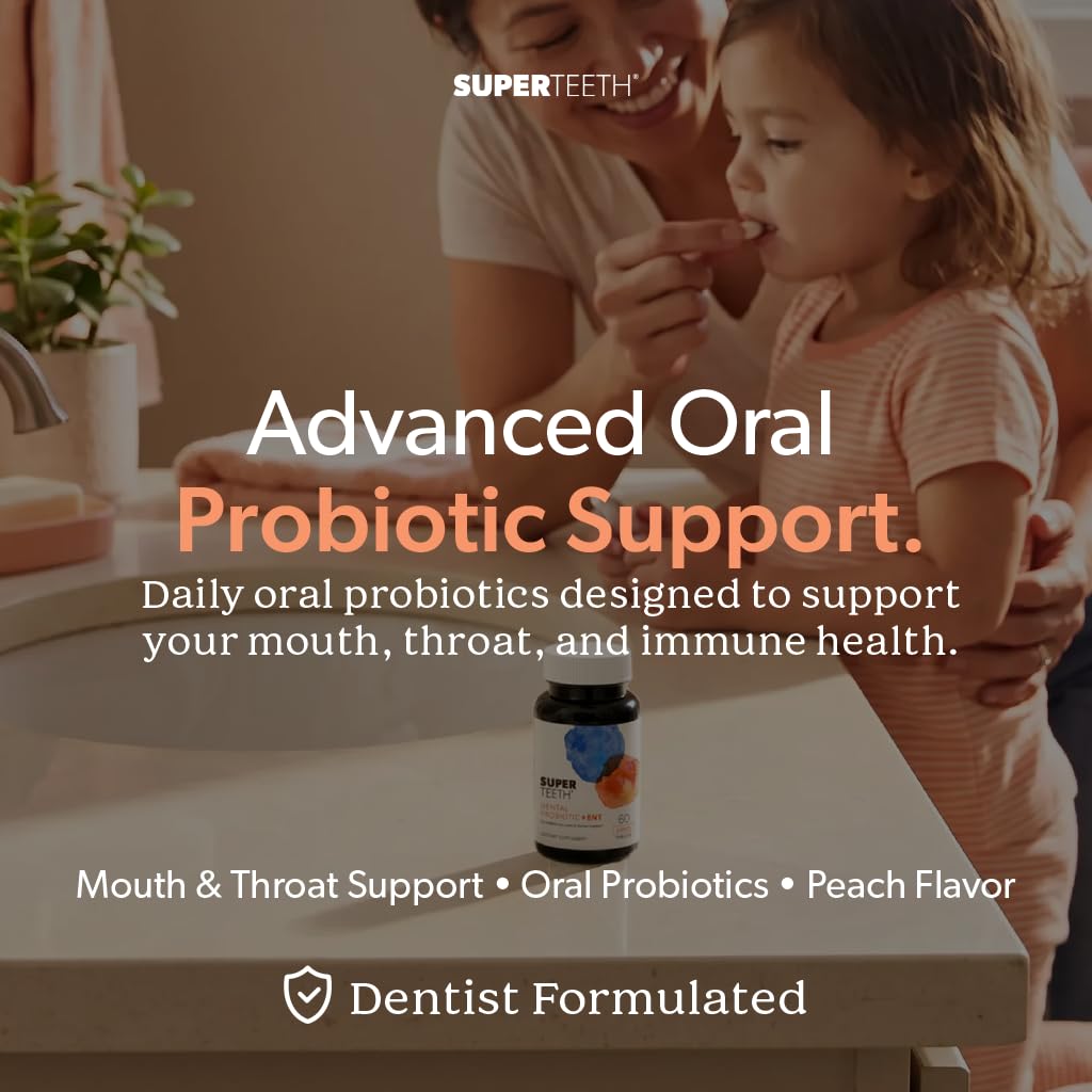 SUPER TEETH Oral Probiotics for Bad Breath, Cavities & ENT Support - Peach — Amazon image 6