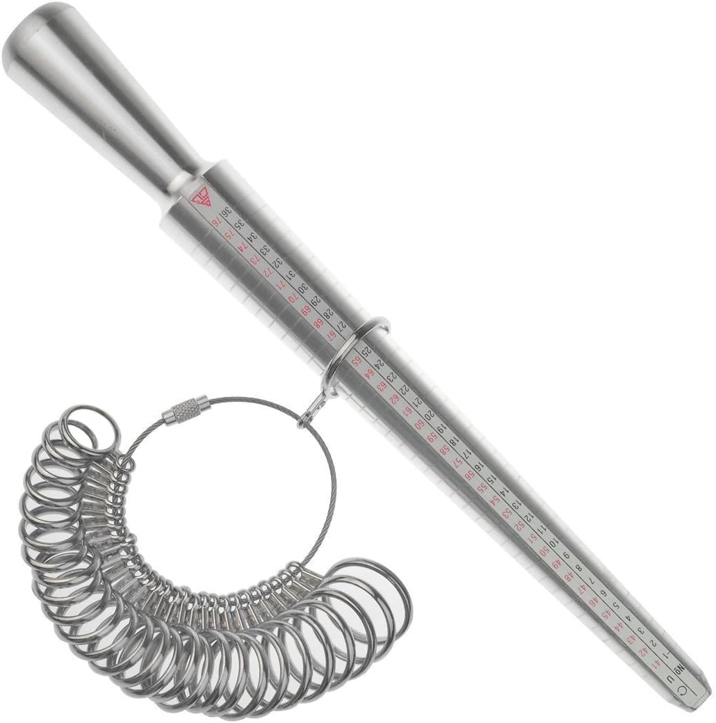 Ring Sizer Mandrel - Yookat Jewelers Rubber Hammer, Ring Mandrel Sizer with Ring Sizer Guage Set of 27 Pcs Circle Models Jewelry Tools Kit for Jewelry Making Measuring