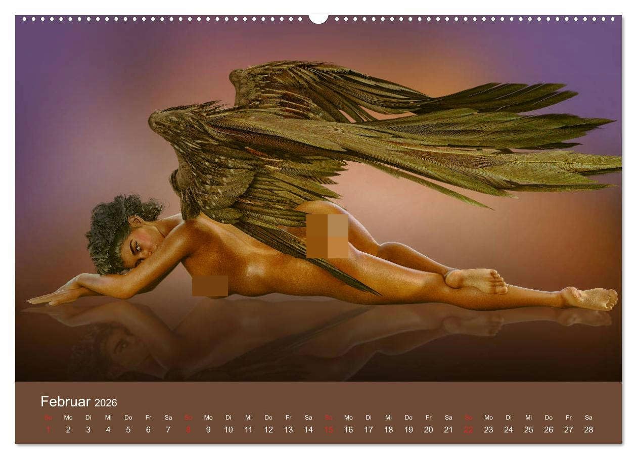 Engel der Verführung - Mythologie als Akt (hochwertiger Premium Wandkalender 2026 DIN A2 quer), Kunstdruck in Hochglanz: Engel mal ganz anders. (CALVENDO Erotik)