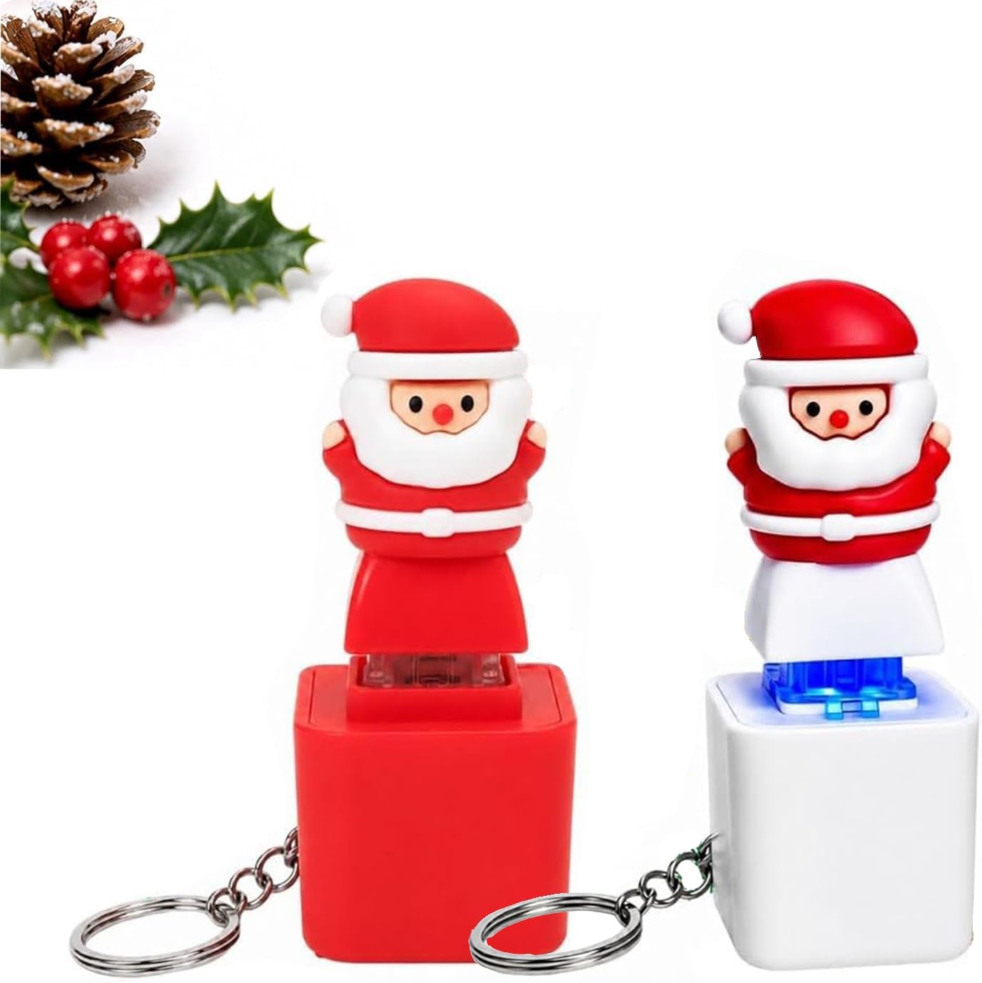 Santa Claus keycaps Luminous Voice Keychain, Fidget Clicker Keychain