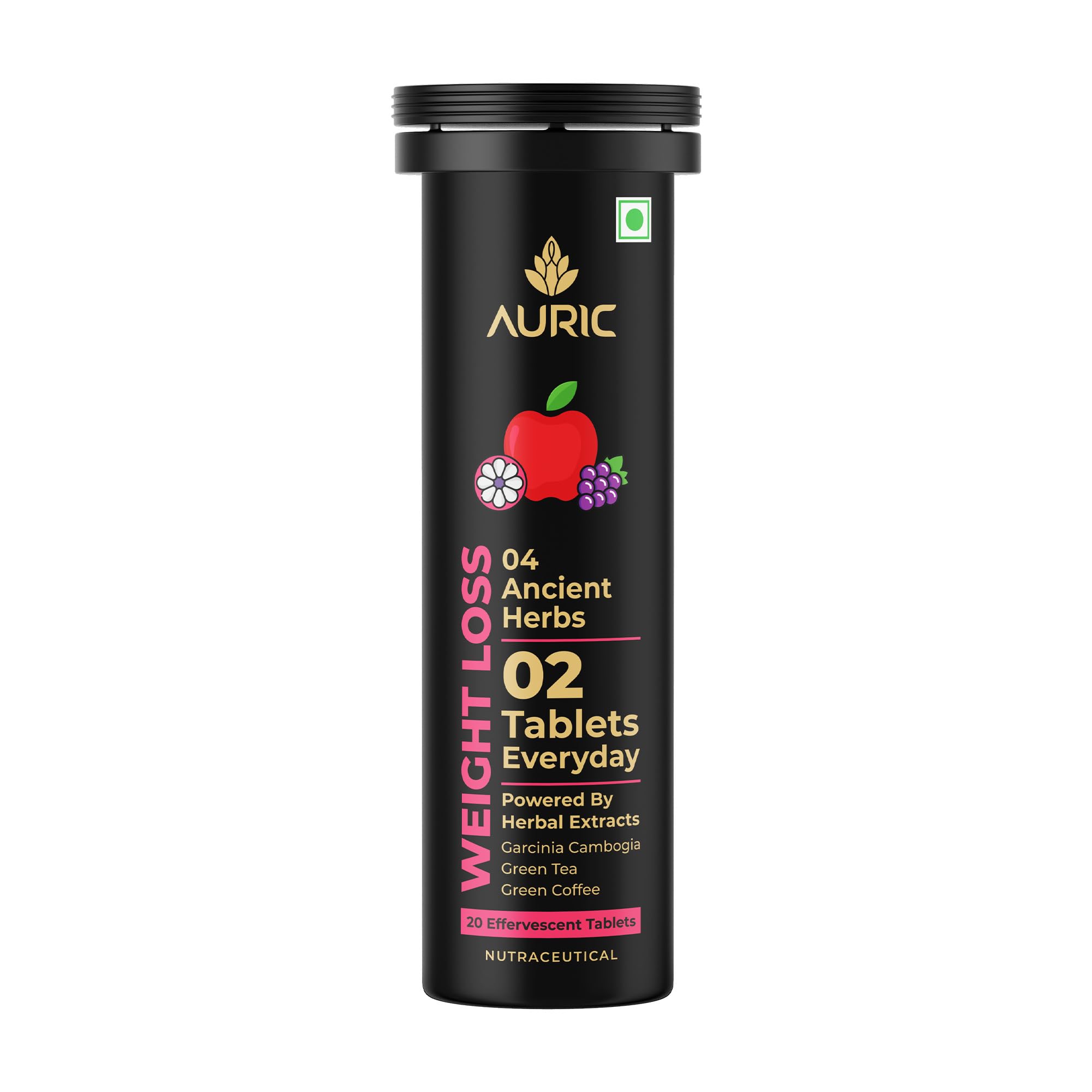 Auric Get Slim Effervescent | 20 Tablets Power of Green Coffee, Green Tea, Grape Seed & Garcinia Cambogia | For Men & Women-image-31