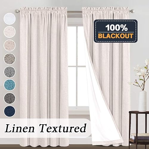 Miniatura 2 de PrinceDeco Cortinas opacas de lino de 84 pulgadas de largo, cortinas opacas para dormitorio, con aislamiento térmico, con textura de lino, bolsillo