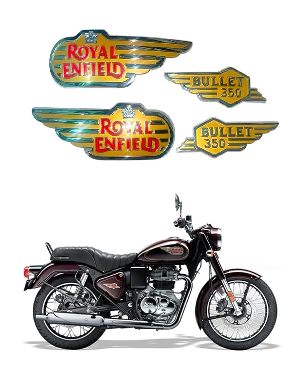 Phito Bike Fancy Red Petrol Tank and Tool Box Mono Kit Logo Stickers Compatible with Bullet 350 Red 4Pcs-image-46