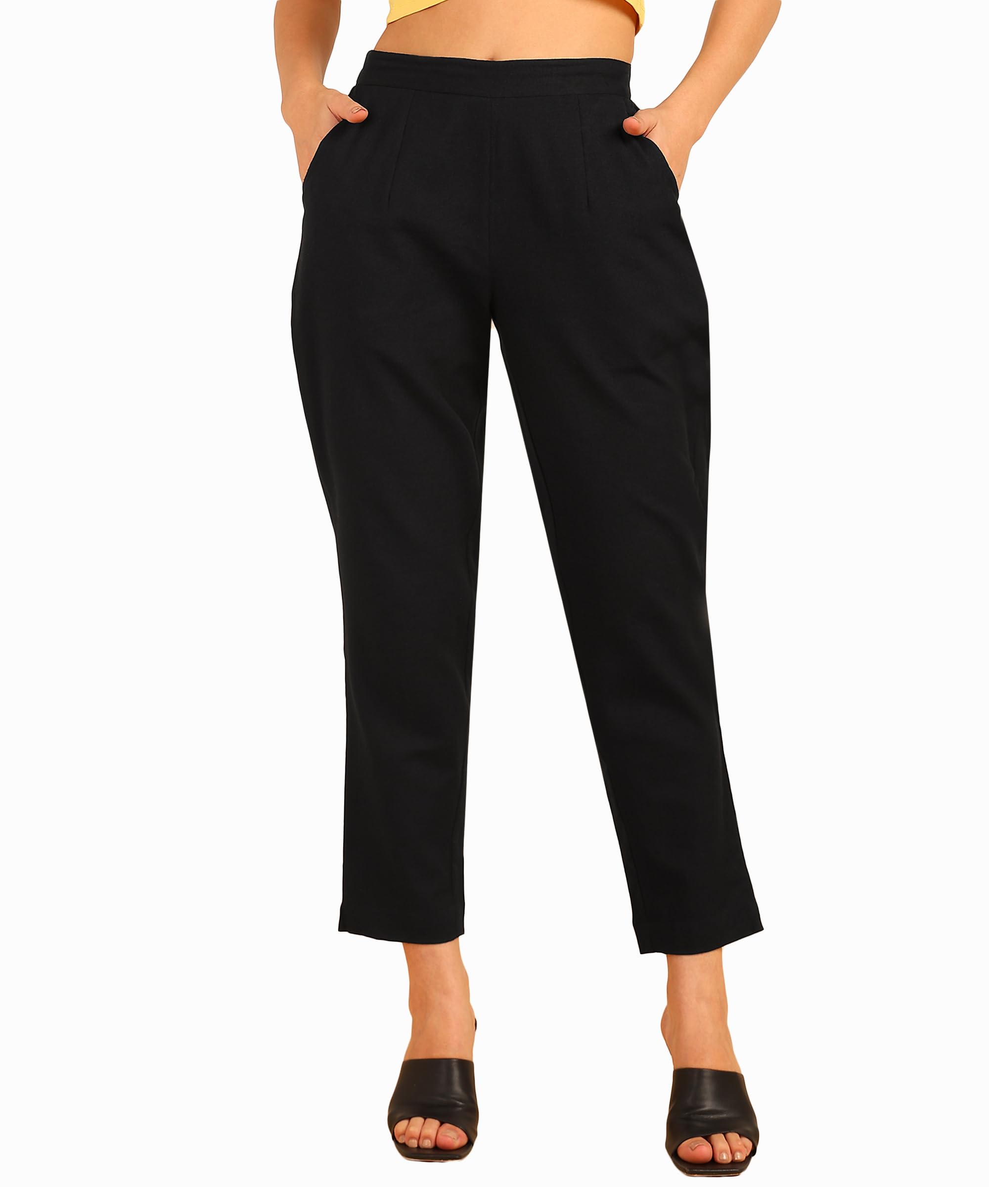 blocks of india Women Cotton Pant Trouser Regular Fit with Two Pocket for Office School Formal Casual Daily Use-picture-16