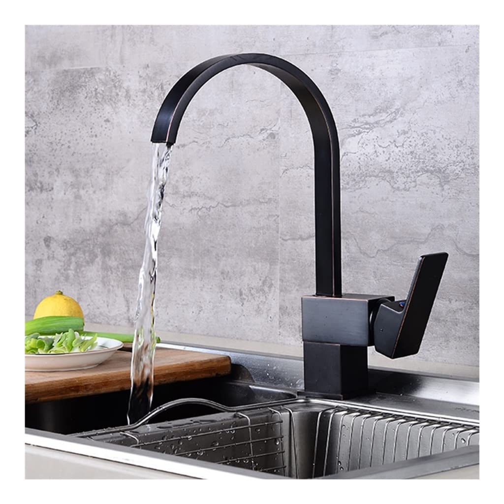 Robinet de cuisine noir LWX avec mitigeur eau chaude et froide pour évier de maison
