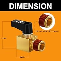 Vista 2 de SUNROAD Air Compressor Valve Brass Drain Cock Ball Valve 1/4" NPT Male Thread Air Compressor Accessories 2pcs with Thread Seal Tape with Plastic Case