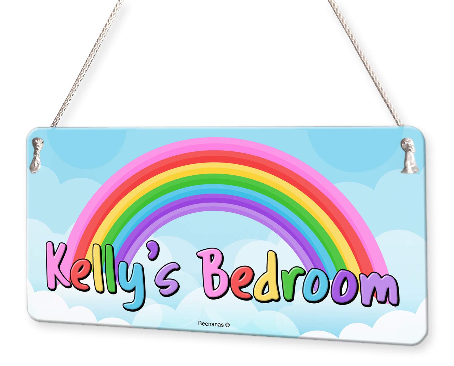 Beenanas Rainbow Personalised Childs Bedroom Door Sign Name Plaque