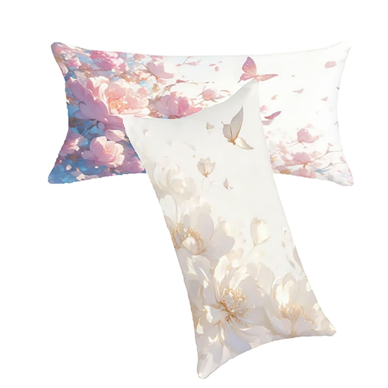 Taie oreiller 50x70cm lavable machine pour eliminer les taches, housse coussin fleurs lin robuste
