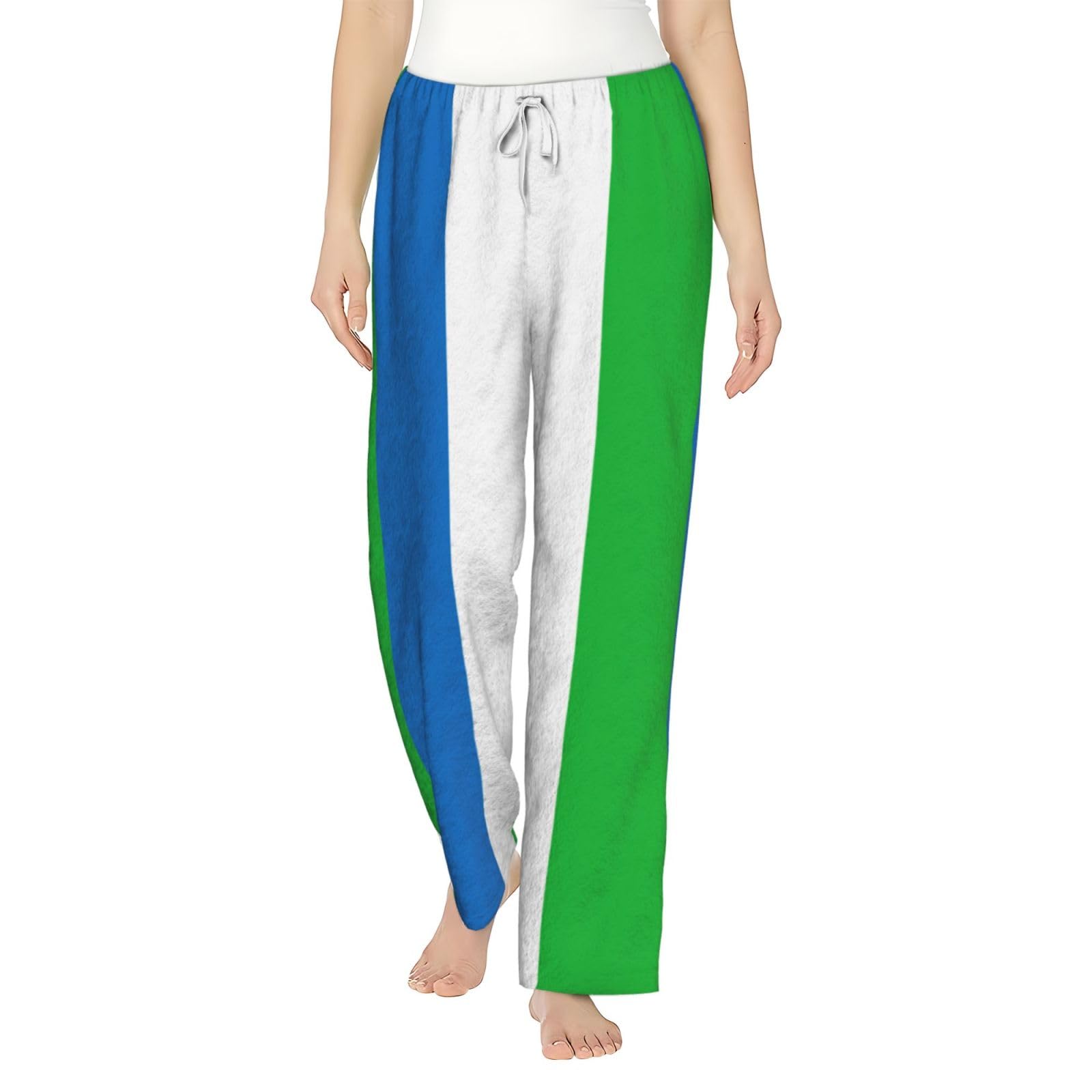 Flanell-Pyjamahose für Damen, Motiv: Sierra Leone, Flagge, warm, bequem, Lounge-Schlafhose für Urlaub, Weihnachten
