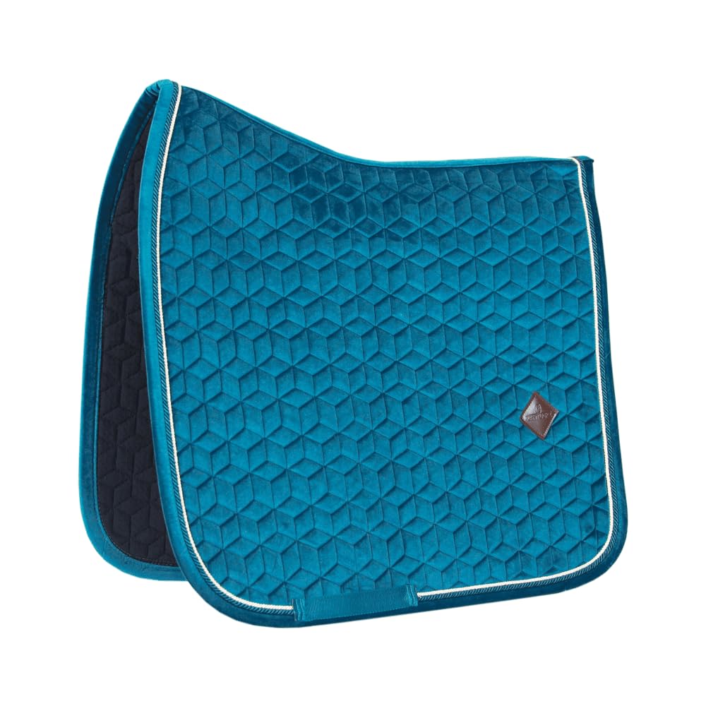 Kentucky Horsewear Tapis de selle en velours Vert moyen Forme de dressage avec double cordon Respirant Lavable en machine