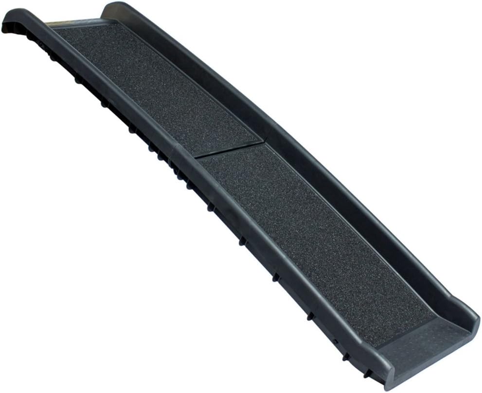 Good Life Bi-fold Black Non-Skid Pet Ramp Ladder for Small to Large Dogs Cats, Plastic Supports up to 150Lbs, Suitable for Cars, SUVs, Sofa, Bed. PET397