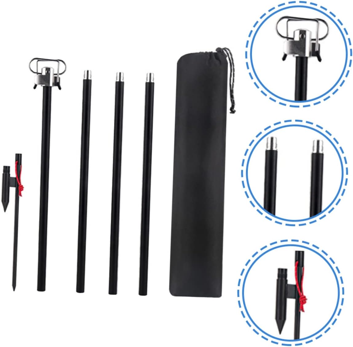 Outdoor Folding Lantern Bracket with Double Hooks Lightweight Camping Light Stand Sturdy Durable for Camping and Picnics Black Color