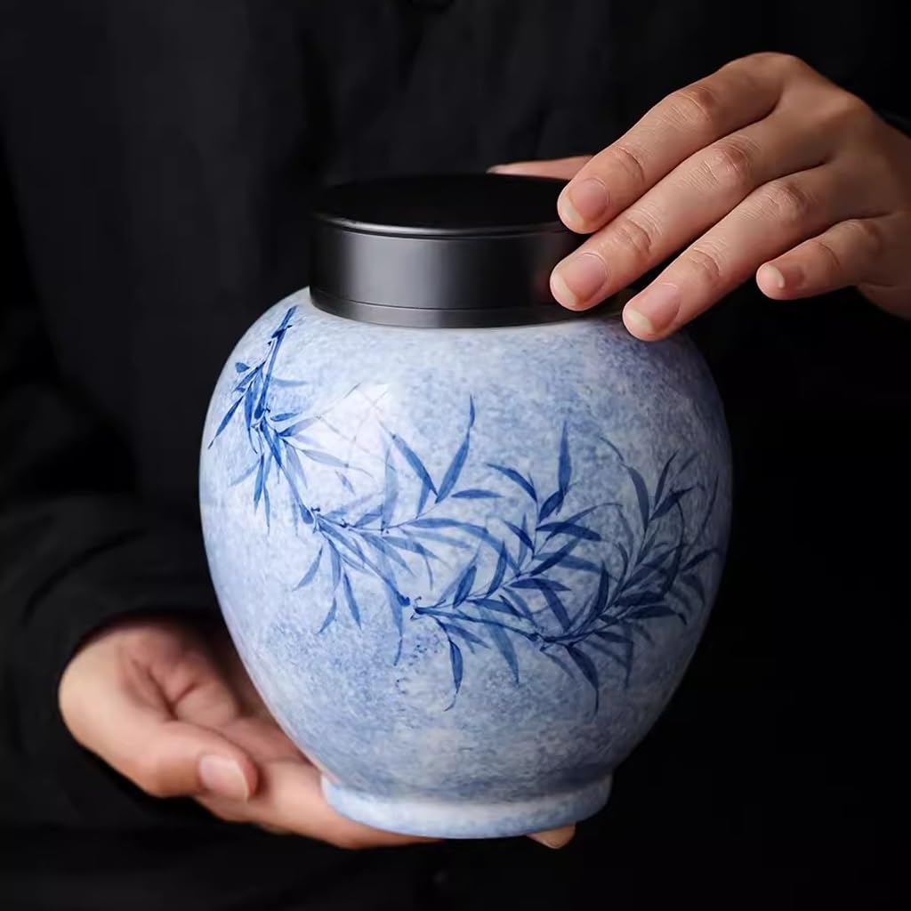 LAPADULA Pojemnik na herbatę niebiesko-białe porcelanowe puszki na herbatę domowe ceramiczne zamknięte pu'er czarna herbata luźna herbata puszki do przechowywania herbaty słoik do przechowywania