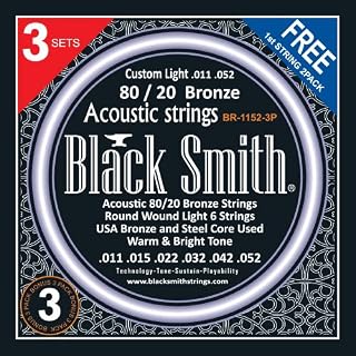 BlackSmith Cordes d’origine 80/20 Bronze pour guitare acoustique 011-052 (3 PAK) - Les Beatles, Paul McCartney, John Lennon, RIngo Starr, George Harrison