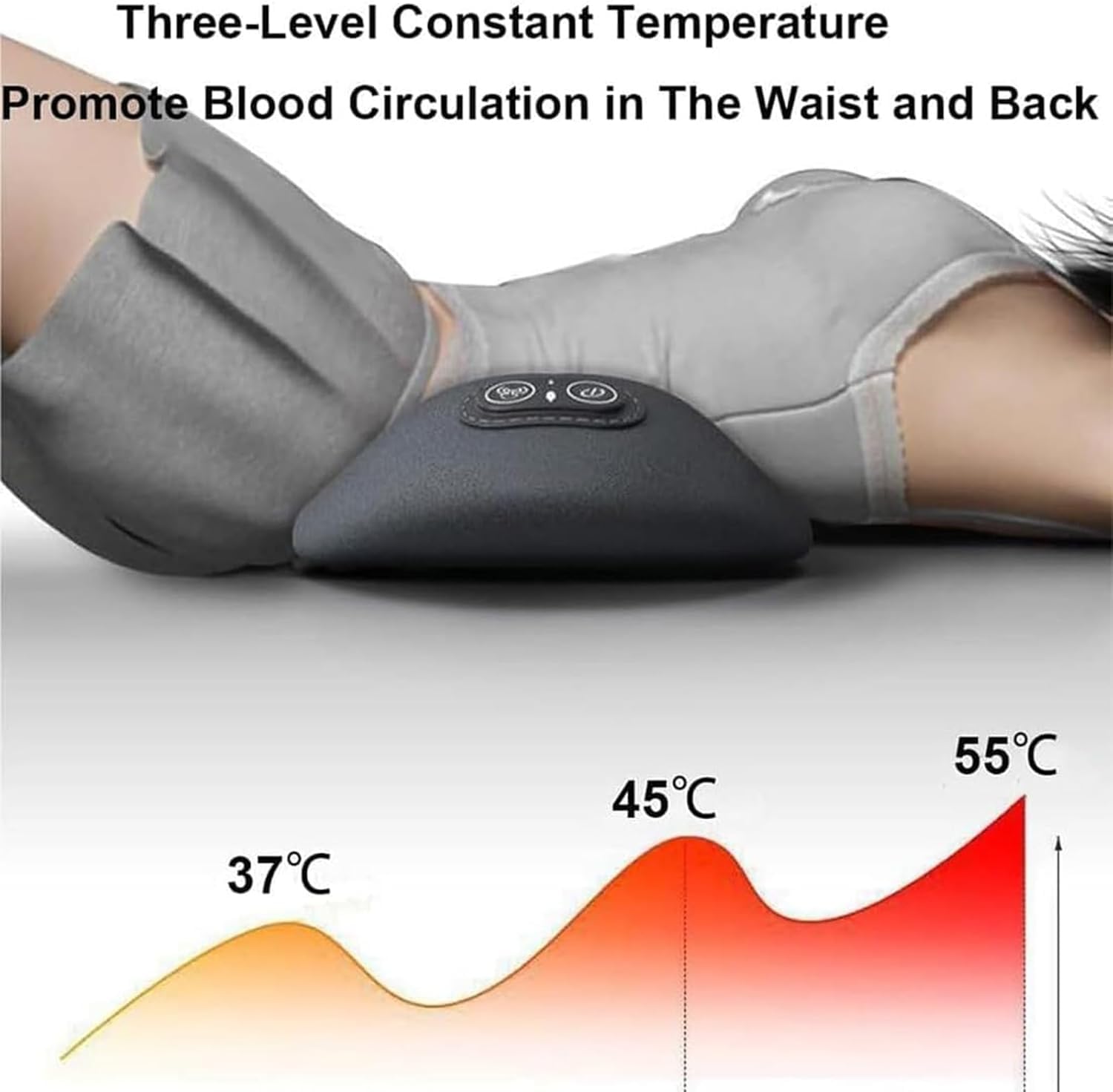 Masajeador de Ciática Eléctrica 3 en 1, Levantamiento De Tracción, Masaje de Vibración y Compresa de Calor,for Cuello, Hombros y Espalda, Soporte Lumbar Ergonómico (Black)