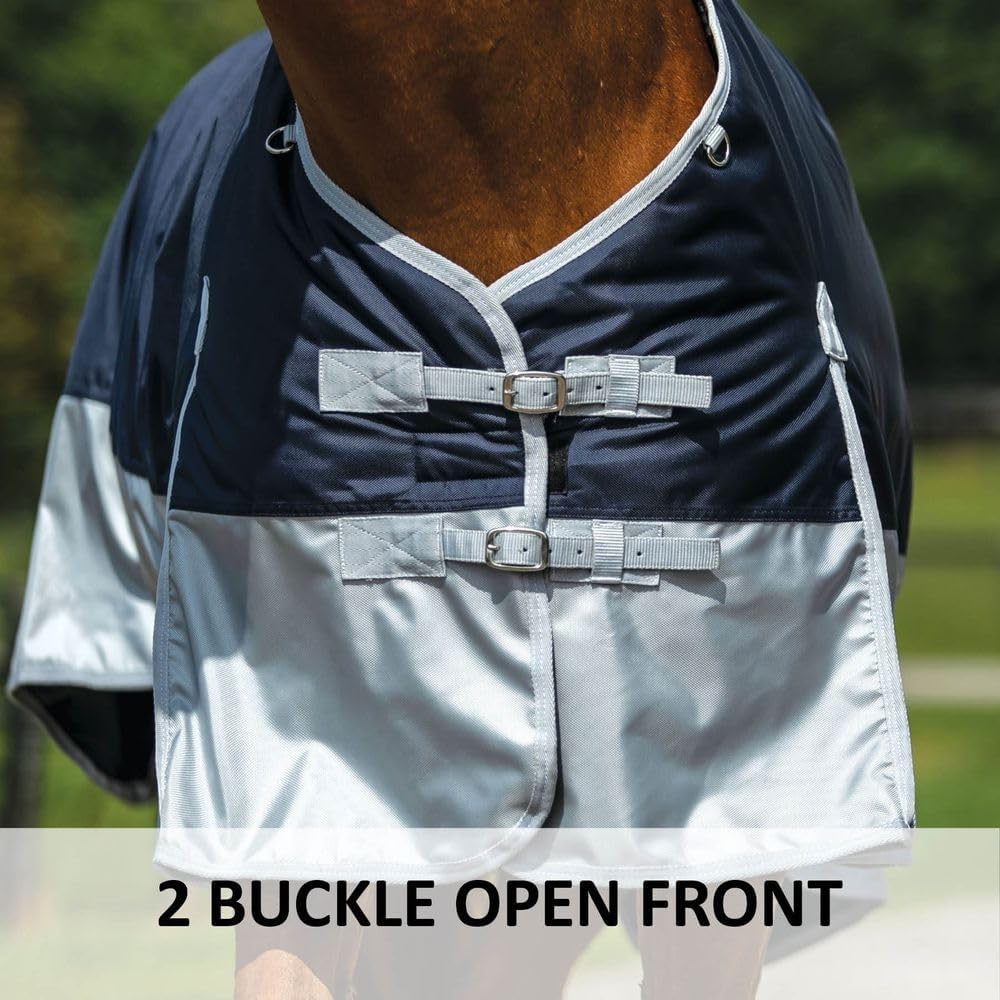 Dura-Tech Viking Horse Turnout Sheet | Open Front with 2 Buckle | Waterproof, Windproof & Breathable Blanket | Criss-Cross Surcingle | Winter Horse Blanket