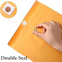 Vista 3 de Ctosree 300 sobres de manilla, sobres de cierre de papel kraft marrón a granel con cierre de cierre y sello engomado, papel pesado de 28 libras