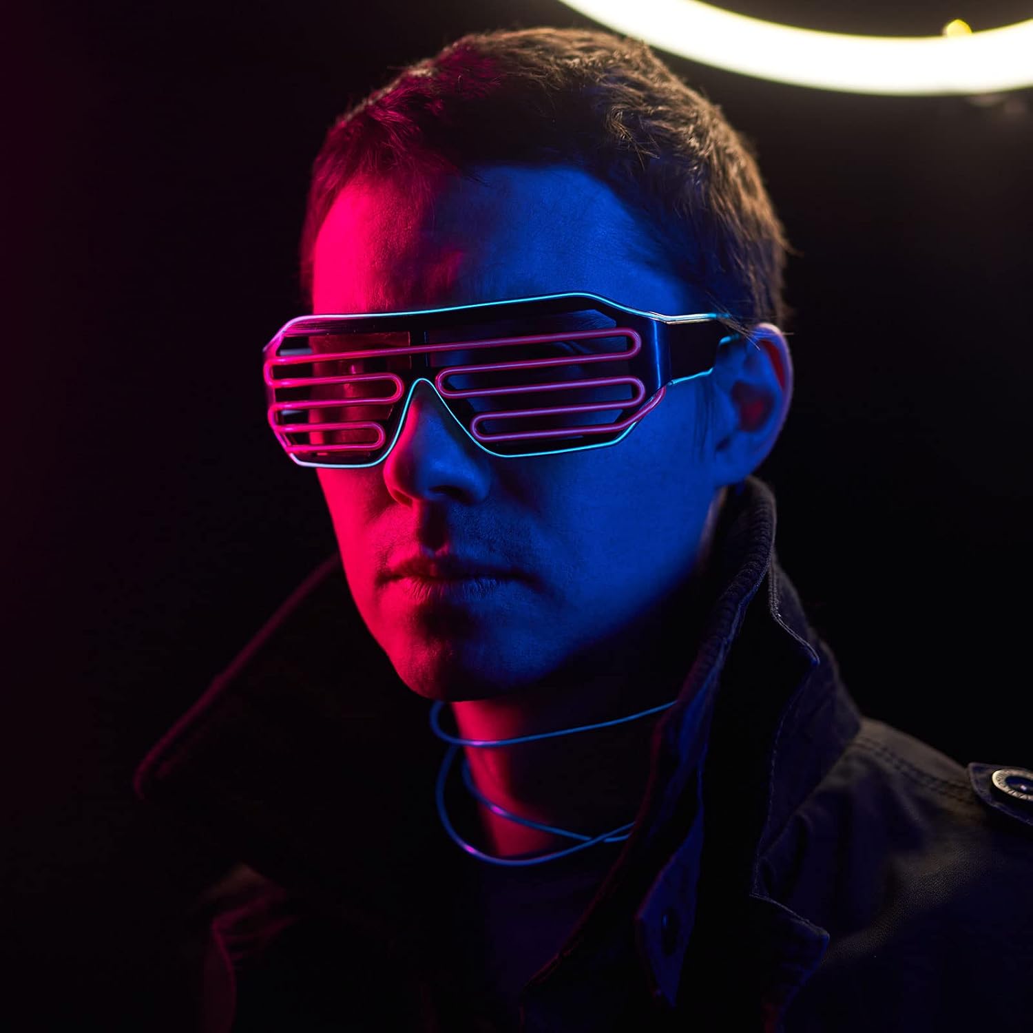 Party LED Glasses Light Up Rave Glasses Neon Shutter Sunglasses with Flashing Modes for Birthday Rave Christmas