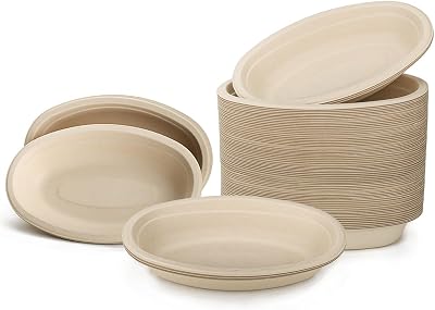 Aksipo 28 OZ 50 Count Paper Bowls, Oval Paper Bowls, Soup Bowl, Meal Prep Containers, Microwave…