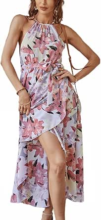 Vestido Largo Ajustado Con Tirantes Delgados Y Dobladillo Floral 3D - Vestido De Fiesta, Noche O Bodas