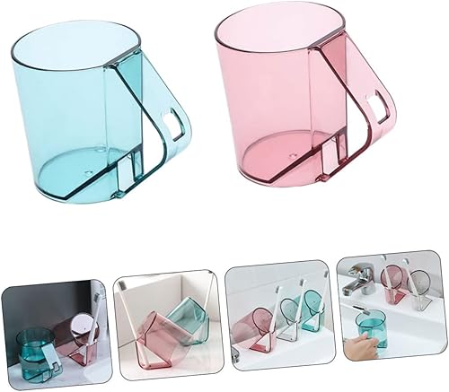 Miniatura 9 de Zerodeko Tazas de baño de 2 uds. Taza de agua reutilizable para cepillo de dientes irrompible, vaso de enjuague para agua