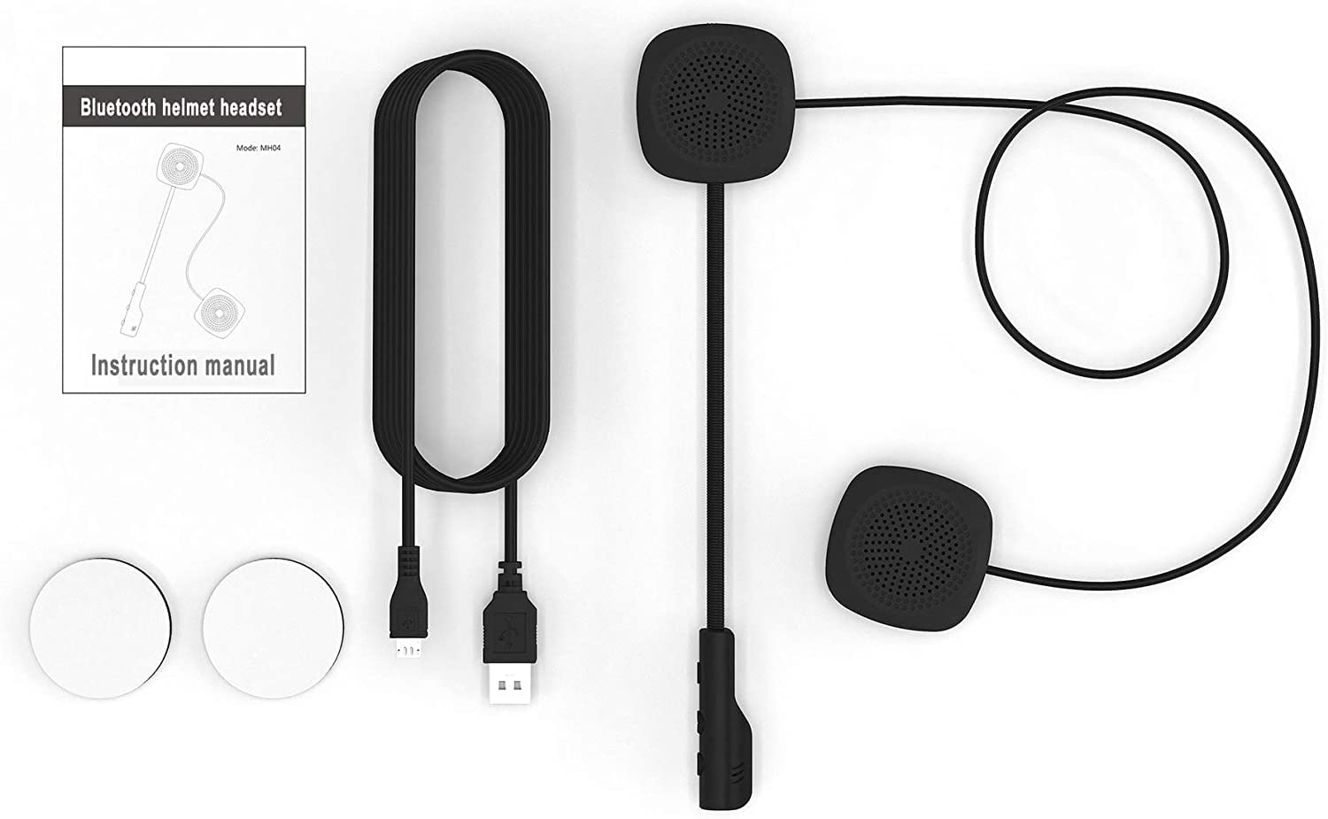 Casque de Moto Bluetooth 5.0 pour Casque de Moto, Mains Libres sans Fil, Haut-parleurs de Musique, contrôle des appels Microphones, écouteurs Anti-interférences (Gris)