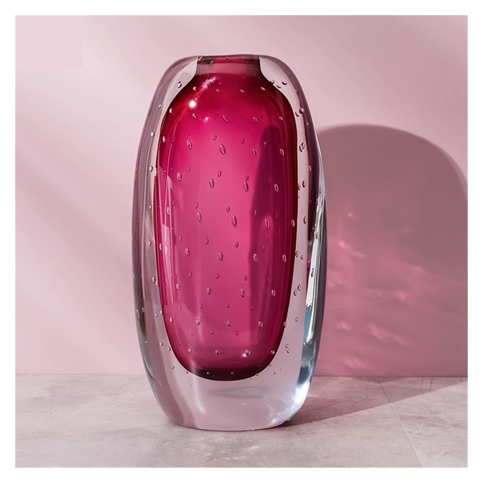 Vaso Di Fiori Vaso da fiori moderno e spesso, imitazione cristallo, personalità creativa, rosso brillante, vaso di trasparente, tavolo salotto(Grande)