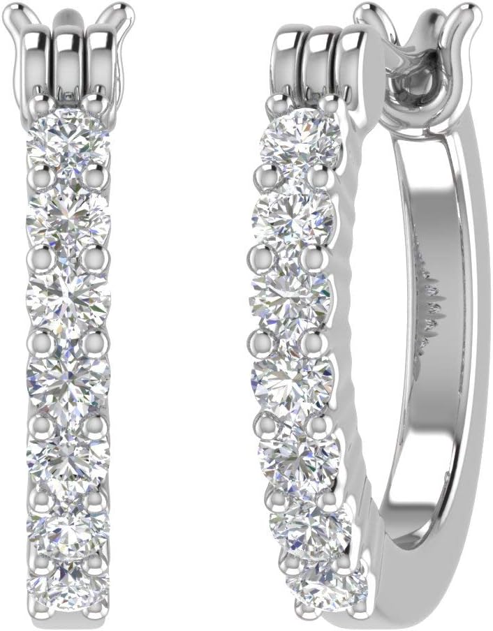 0.25 to 0.75 Carat Natural Diamond Hoop Earrings for Women in 10K Gold or in Platinum