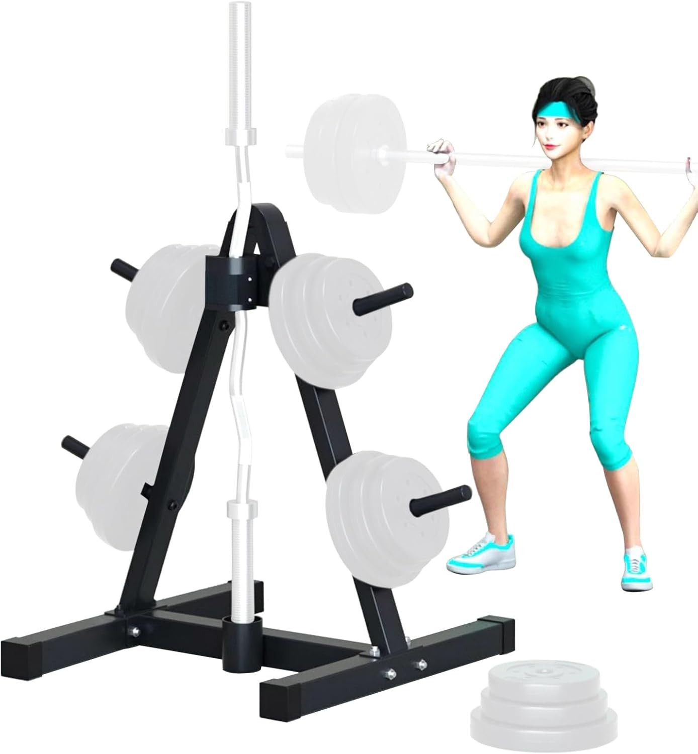 Home Gym Barbell Storage for Men Women, A-Type Fitness Bumper Plate/Bars Display Holder/Organizer Tree, Free Standing Strength Training Free-Weight Rack for Corner Hotel School