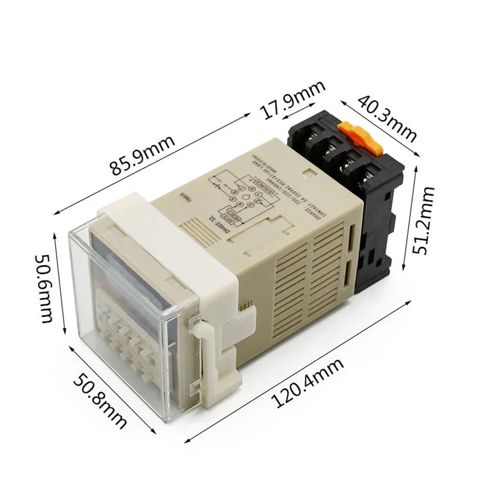 Przekaźnik czasowy Przekaźnik czasowy Cyfrowy programowalny wyłącznik czasowy DH48S-2Z 0,01S-99H99M z podstawą AC/DC 12V 24V 36V 110V 220V 380V Timer opóźnienia (AC 220V)