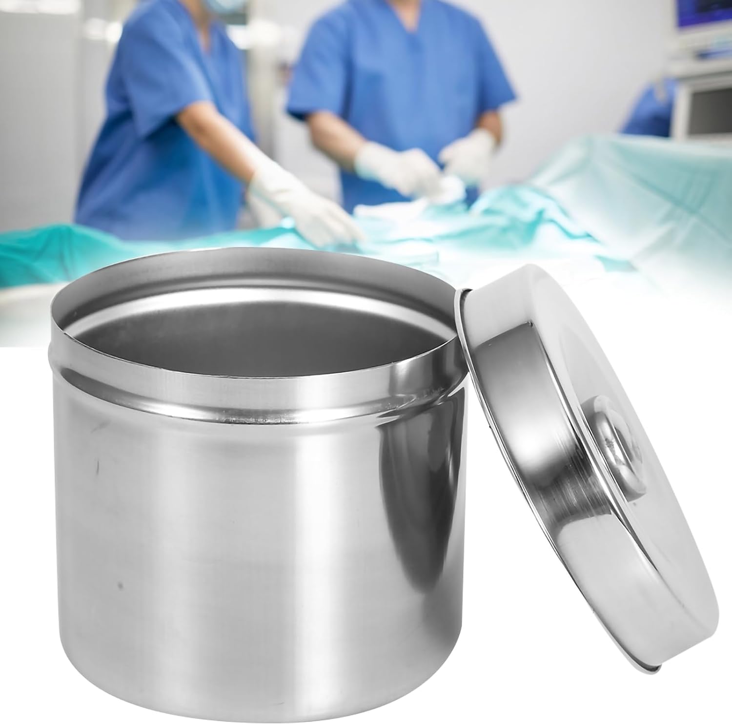 Stainless Steel Gauze Jar, Stainless Steel Ointment Jar Dressing Cotton Box Iodophor Gauze Container with Lid Convenient Storage for Medical Supplies First (12cm gauze cylinder)