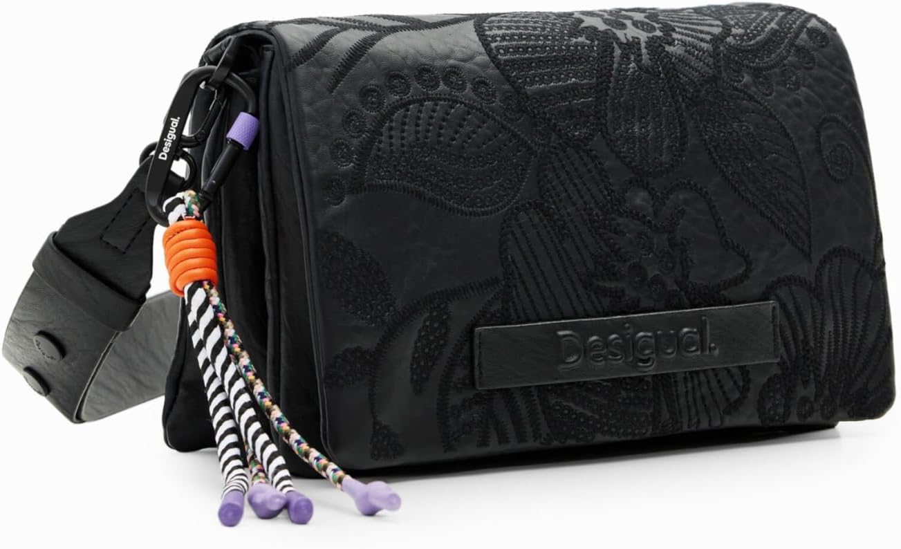 Desigual Women Alpha Dortmund Flap 2 Accessories PU Across Body Bag, Black, One Size