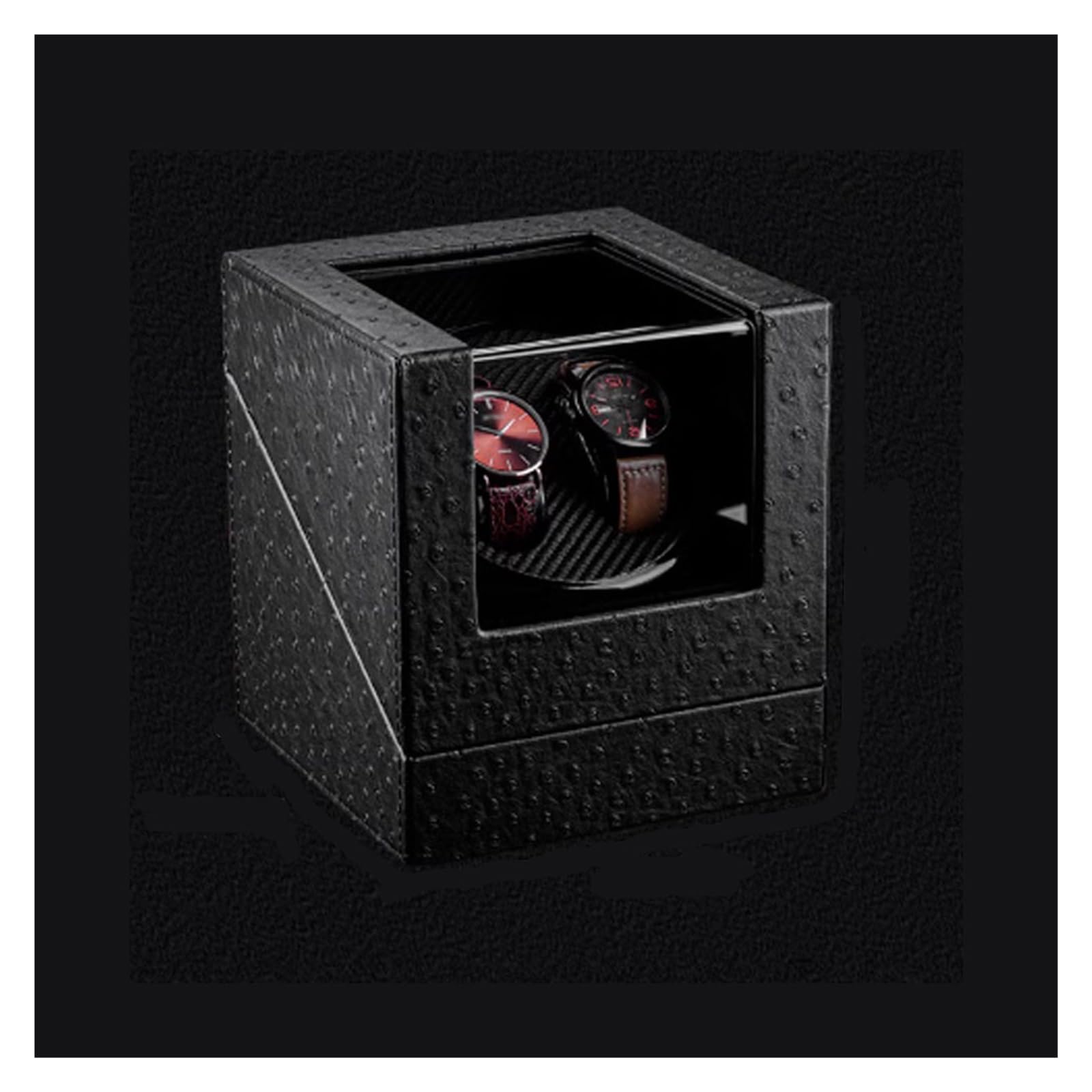 ANVLOJRIH Watches Box Watch Watch Box Household Carbon Fiber Pattern Leather Mechanical Watch Storage Display Box With Acrylic Display Skylight Watch Box(L18.2cm)