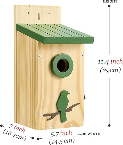 Miniatura 3 de Kingsyard Casa clásica para pájaros con protector de prdador, casa de observación de pollos de escredo de arándano, caja de anidación de madera para