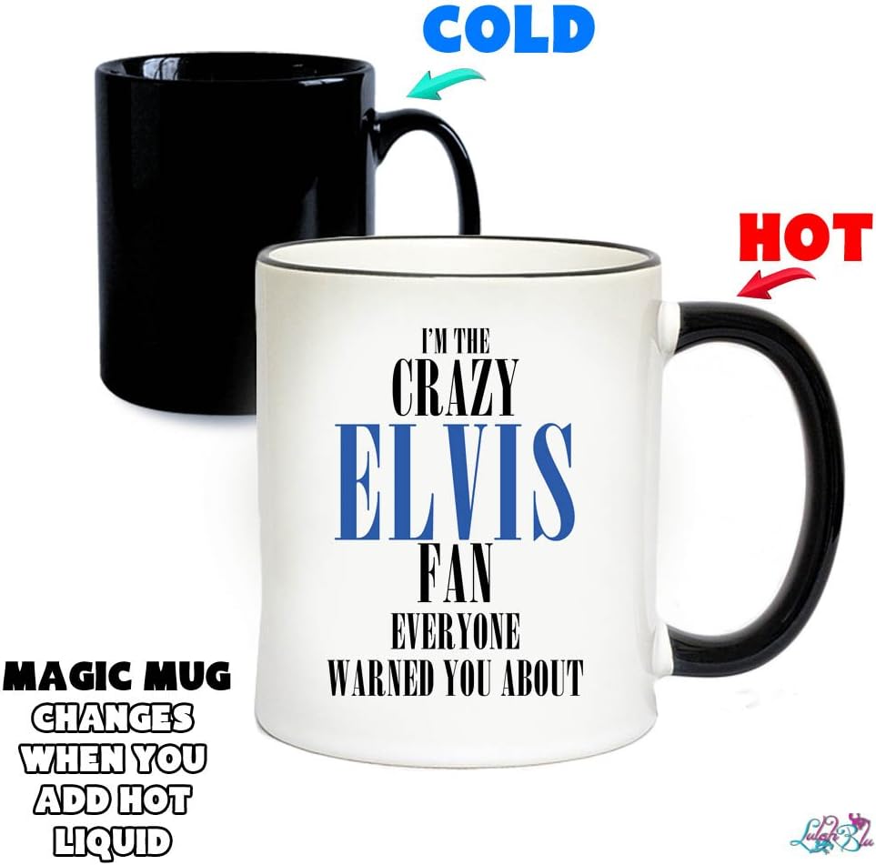 LULAH BLU Crazy Elvis Fan Magic Mug - Elvis Gifts - Biggest Elvis Fan