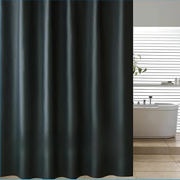 Black Plastic Shower Curtain Liner, 72x72 Inch Thin Lightweight Black Plastic Bathroom Shower Showroom Inner Curtain with Rustproof Metal Grommet Holes and Weighted Magnets
