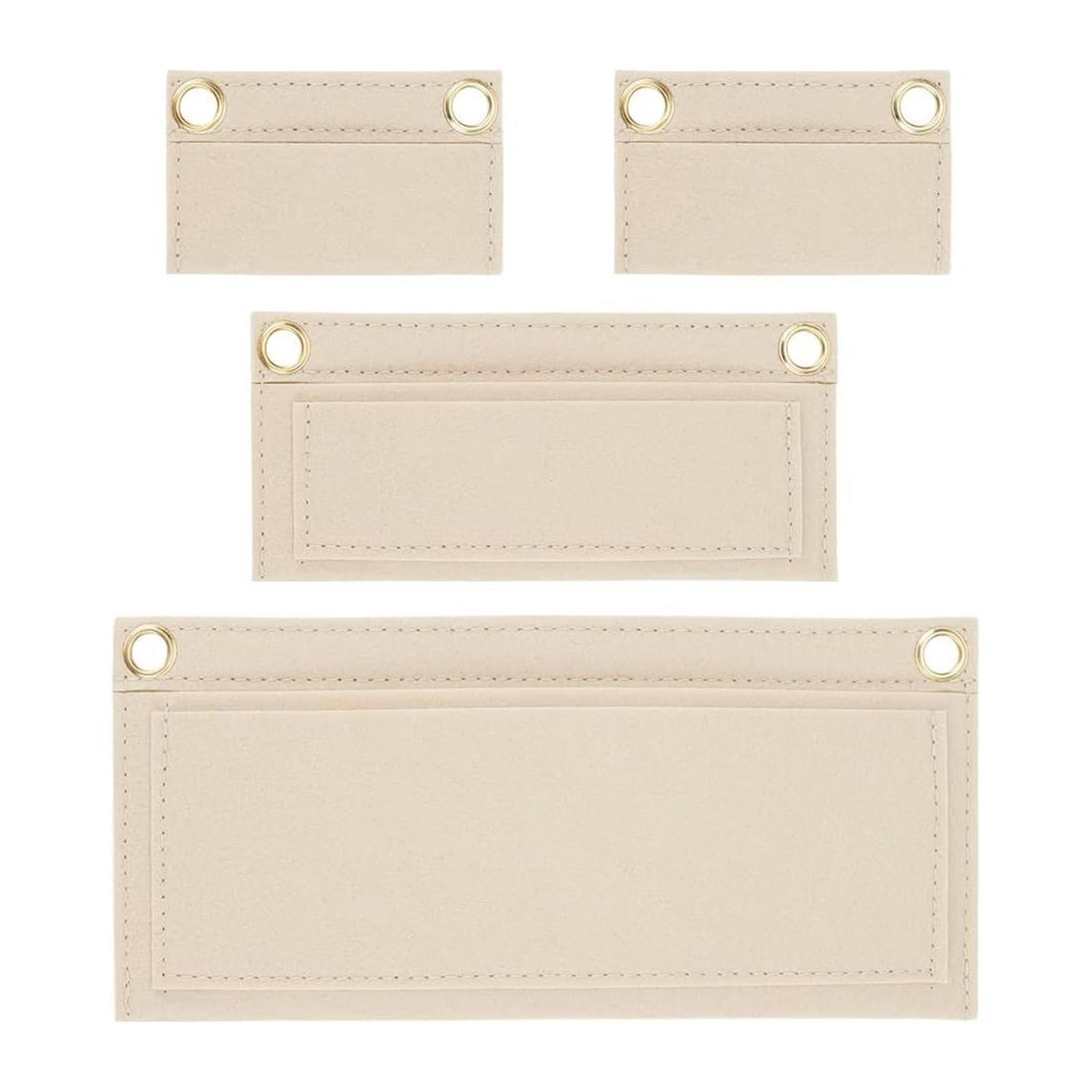 KMGDM 4Pcs Felt Purse Organizer Insert for Pochette Wallet,Envelope Bag Insert Organizer with Eyelet Inner Pocket Not Chain Wallet Liner Liner
