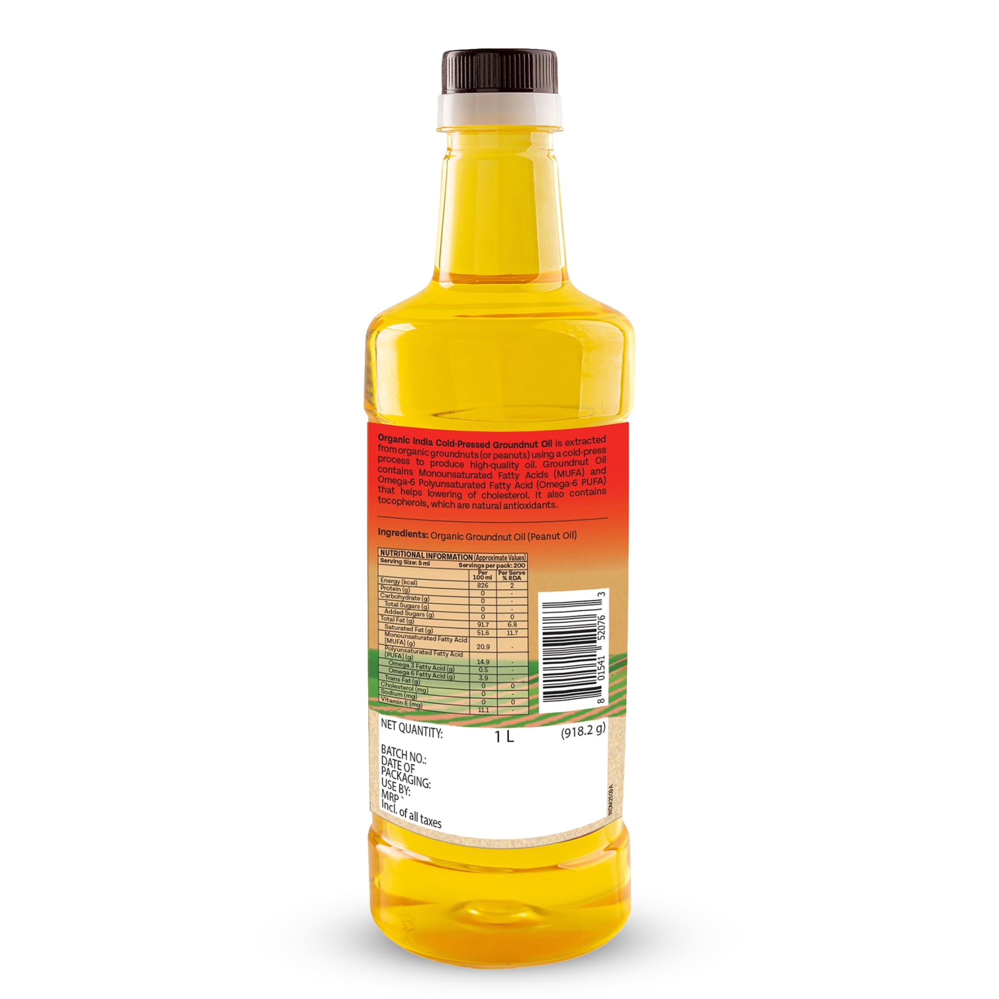 Organic India Groundnut (Peanut) Oil, 1000ml | Cold Pressed Unrefined Organic Oil with Natural Flavour | Certified Organic and Lab Tested on 250+ Parameters | Perfect for Daily Cooking | Natural Aroma and Taste product image 8