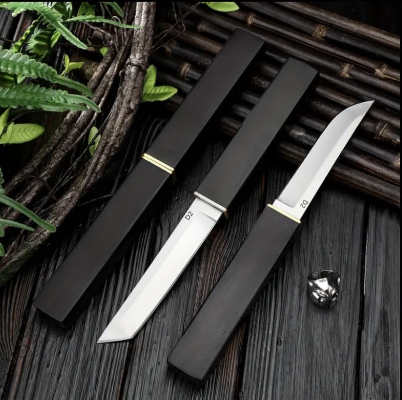 Wizbiz 2-in-1 Dual Blade Kitchen Knife D2 Steel Sharp Blade with Sheath – Ebony Handle Stainless Steel Multipurpose Knife Perfect for Fruit Vegetable Cutting, Gifting