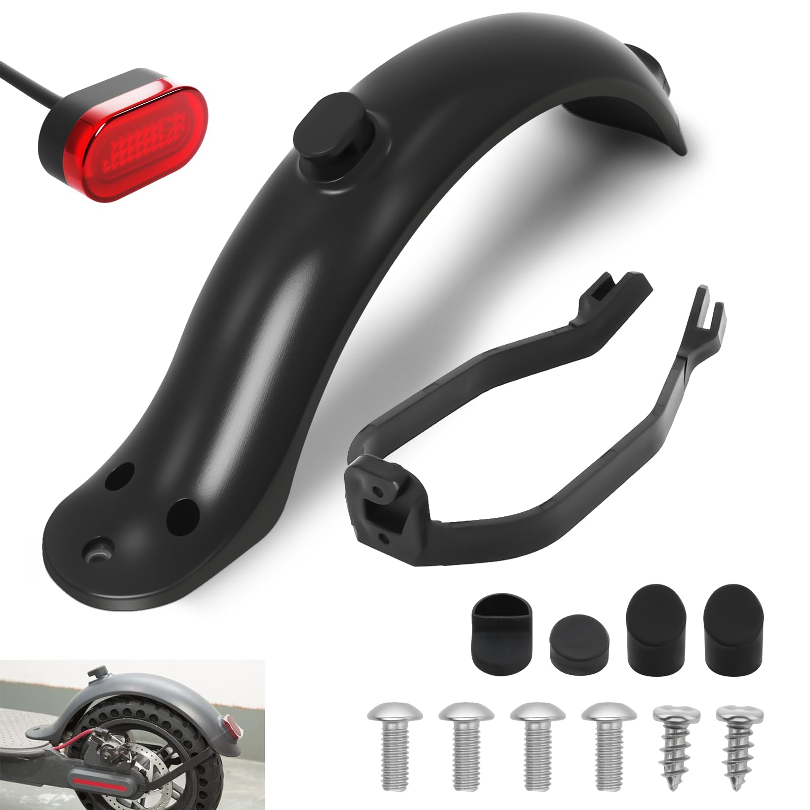 Poweka Fender Replacement Set for Xiaomi M365/ M365 Pro Scooter - Includes Mudguard Bracket & Tail Lamp