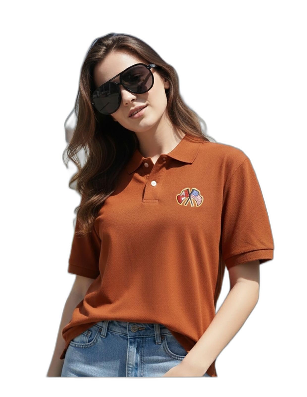 ain6 Merriment Solid Women Polo Neck Red T-Shirt (BR1003-RUST_XL)_PT-picture-18