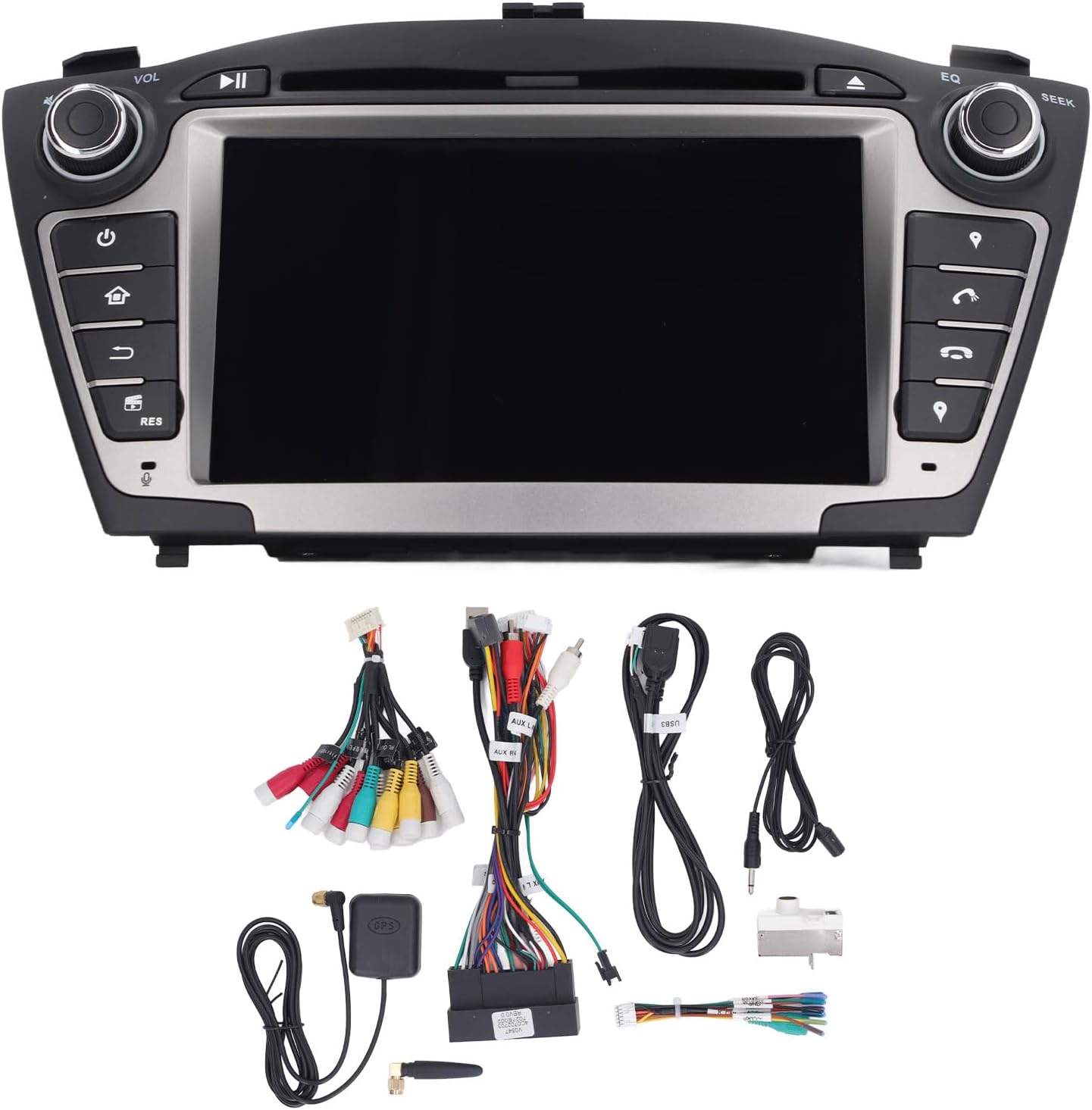 – 7in 2DIN Car Navigator Multimedia DVD CD Player Quad for 11, Compatible with IX35 2009‑2013, GPS Digital Media MP5 Player