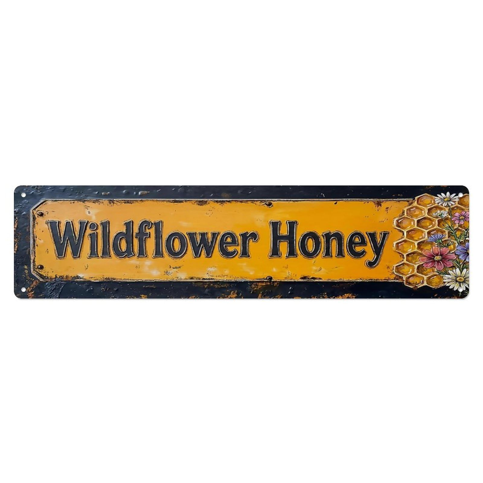 Vintage Wildflower Honey Raw Farmhouse Metal Tin Sign